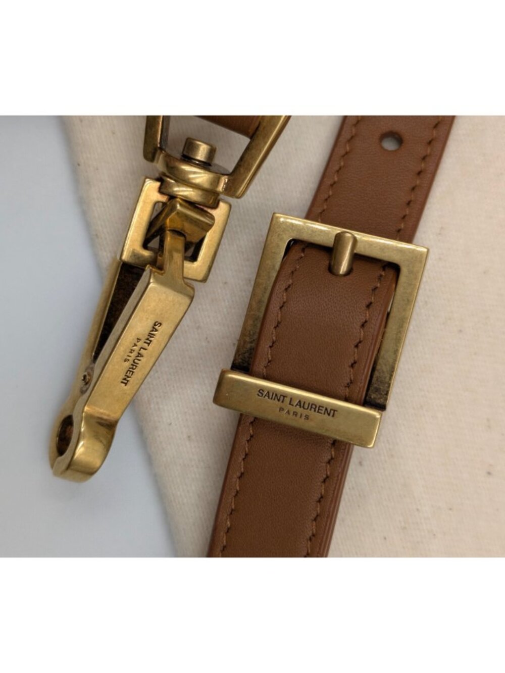 Saint Laurent Canvas Calfskin Mini Gaby Vanity Case Desert Dust Brick 834213 - Picture 6 of 15